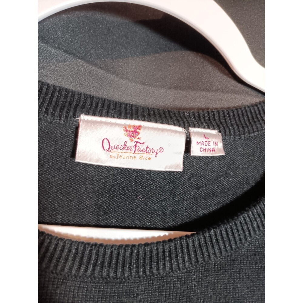 Quacker Factory Holiday Pets Black Sweater Golden Retriever Dog Large Crew Neck - Picture 4 of 5